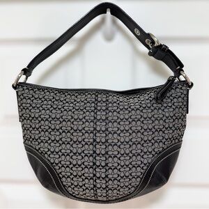 Coach Mini Soho Hobo Signature Jacquard Black Leather Vintage Y2K LIKE NEW